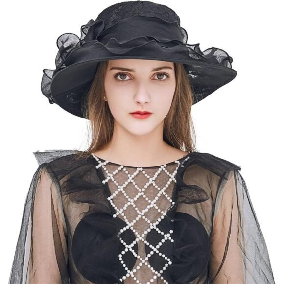 Kentucky Derby Hats - Organza Hat Fascinator Hat Black main image 5
